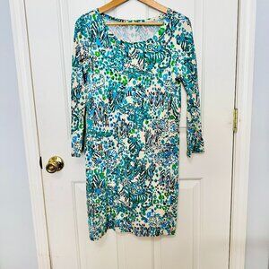 LILLY PULITZER SAFARI CAMOUFLAGE 3/4 SLEEVE 100% PIMA COTTON DRESS MEDIUM